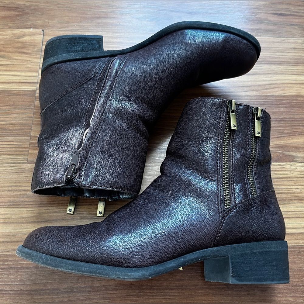 Lucky Brand ankle booties Upper Leather Side Zipper Dark Brown Size 7